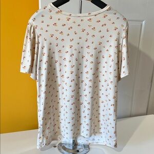Floral Print Cream Women's Short Sleeve Top